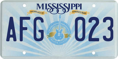 MS license plate AFG023