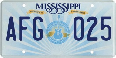 MS license plate AFG025