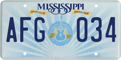 MS license plate AFG034