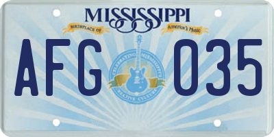 MS license plate AFG035