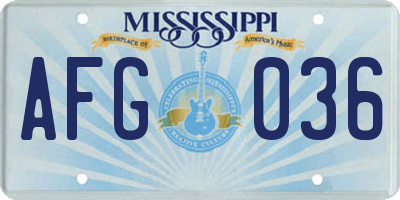 MS license plate AFG036
