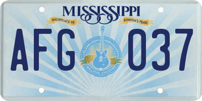 MS license plate AFG037