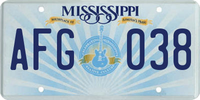 MS license plate AFG038