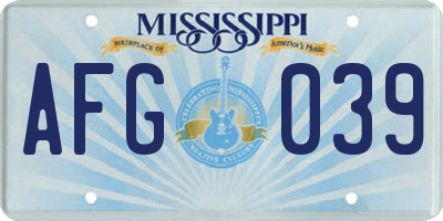MS license plate AFG039