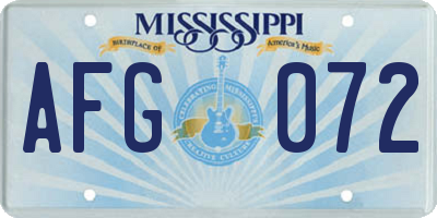 MS license plate AFG072