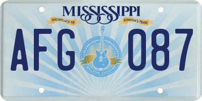 MS license plate AFG087