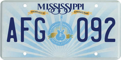 MS license plate AFG092