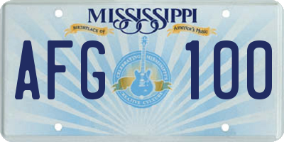 MS license plate AFG100