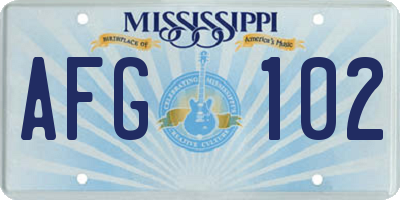 MS license plate AFG102