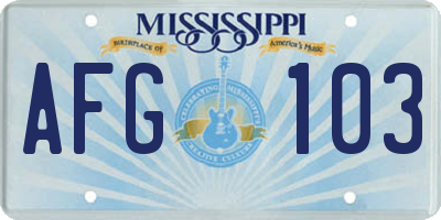 MS license plate AFG103