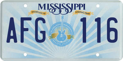 MS license plate AFG116