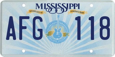 MS license plate AFG118
