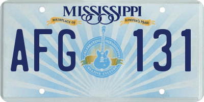 MS license plate AFG131
