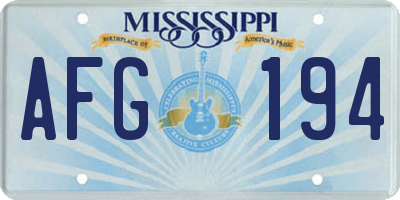 MS license plate AFG194