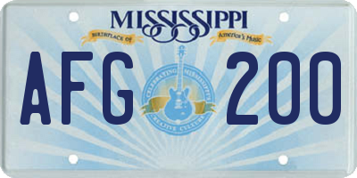 MS license plate AFG200