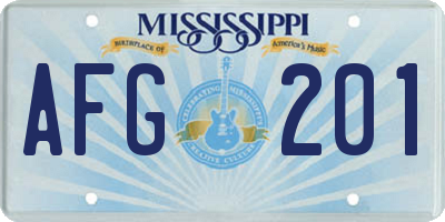 MS license plate AFG201