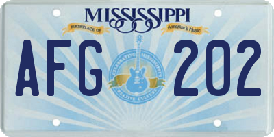 MS license plate AFG202