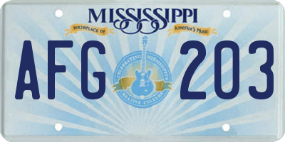 MS license plate AFG203