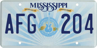 MS license plate AFG204