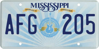 MS license plate AFG205