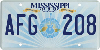 MS license plate AFG208