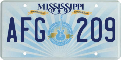 MS license plate AFG209