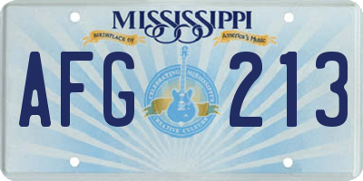 MS license plate AFG213