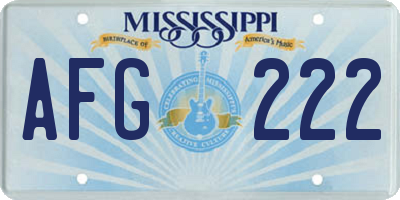 MS license plate AFG222