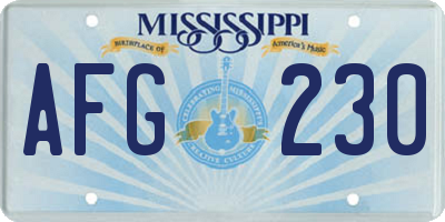 MS license plate AFG230