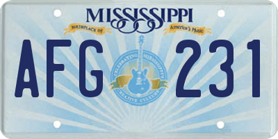 MS license plate AFG231