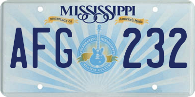 MS license plate AFG232