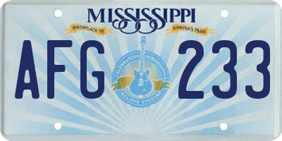 MS license plate AFG233