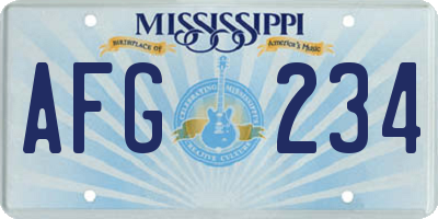 MS license plate AFG234