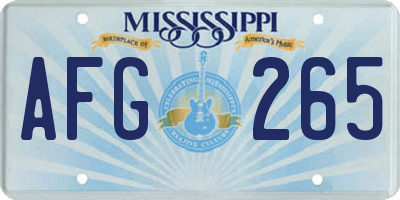 MS license plate AFG265