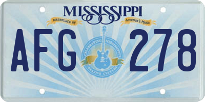 MS license plate AFG278