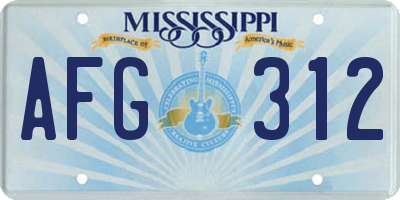 MS license plate AFG312