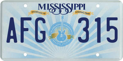 MS license plate AFG315