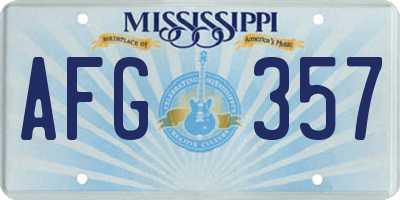MS license plate AFG357