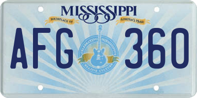 MS license plate AFG360
