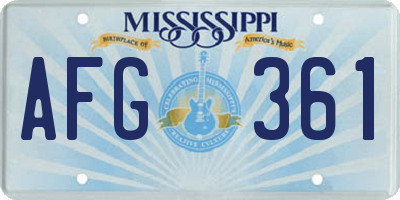 MS license plate AFG361
