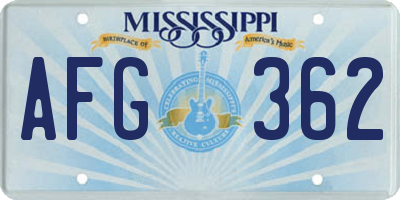 MS license plate AFG362