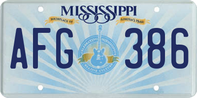 MS license plate AFG386