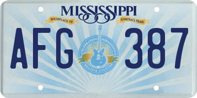 MS license plate AFG387