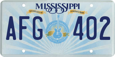 MS license plate AFG402