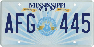 MS license plate AFG445