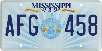 MS license plate AFG458