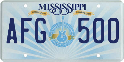 MS license plate AFG500