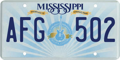 MS license plate AFG502