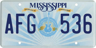 MS license plate AFG536