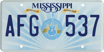 MS license plate AFG537